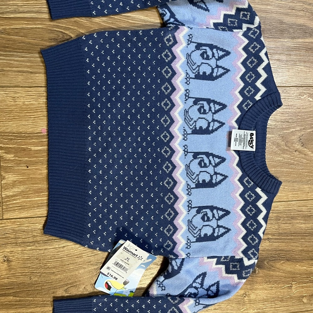 Disney’s Bluey Blue Argyle Sweater Size 5T New With Tags